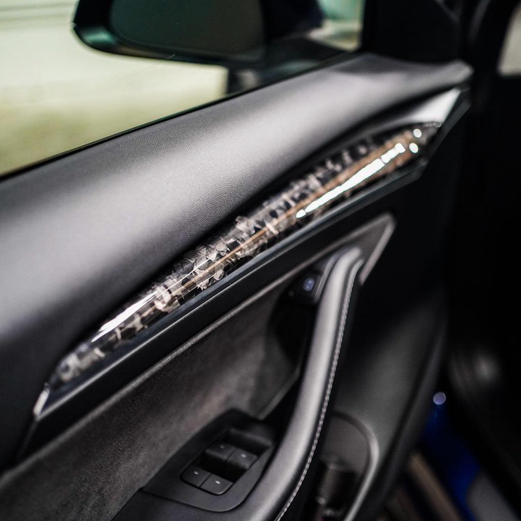 2021+ Model 3/Y Genuine Carbon Fiber Interior Door Trim Cover (2 pcs)