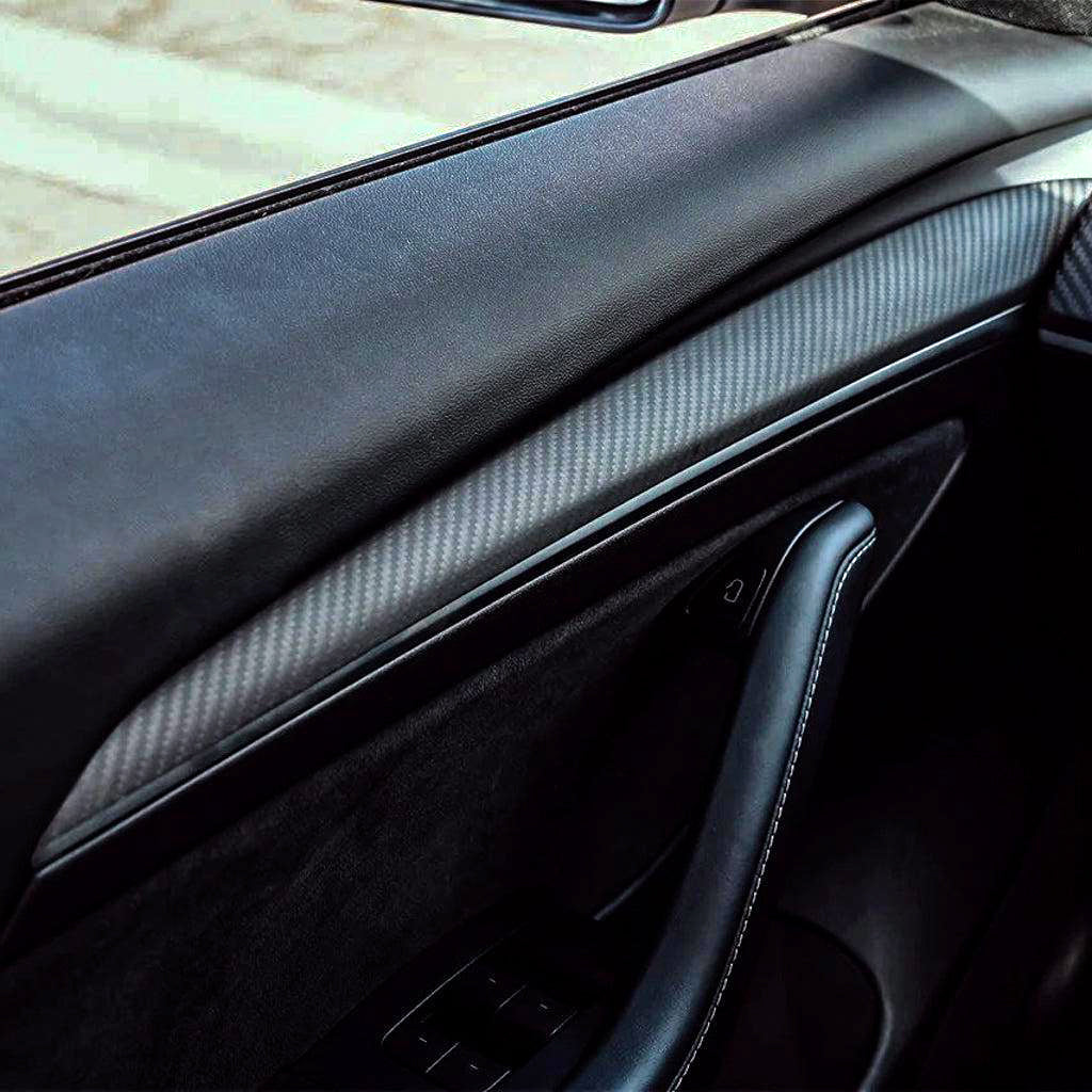 2021+ Model 3/Y Genuine Carbon Fiber Interior Door Trim Cover (2 pcs)