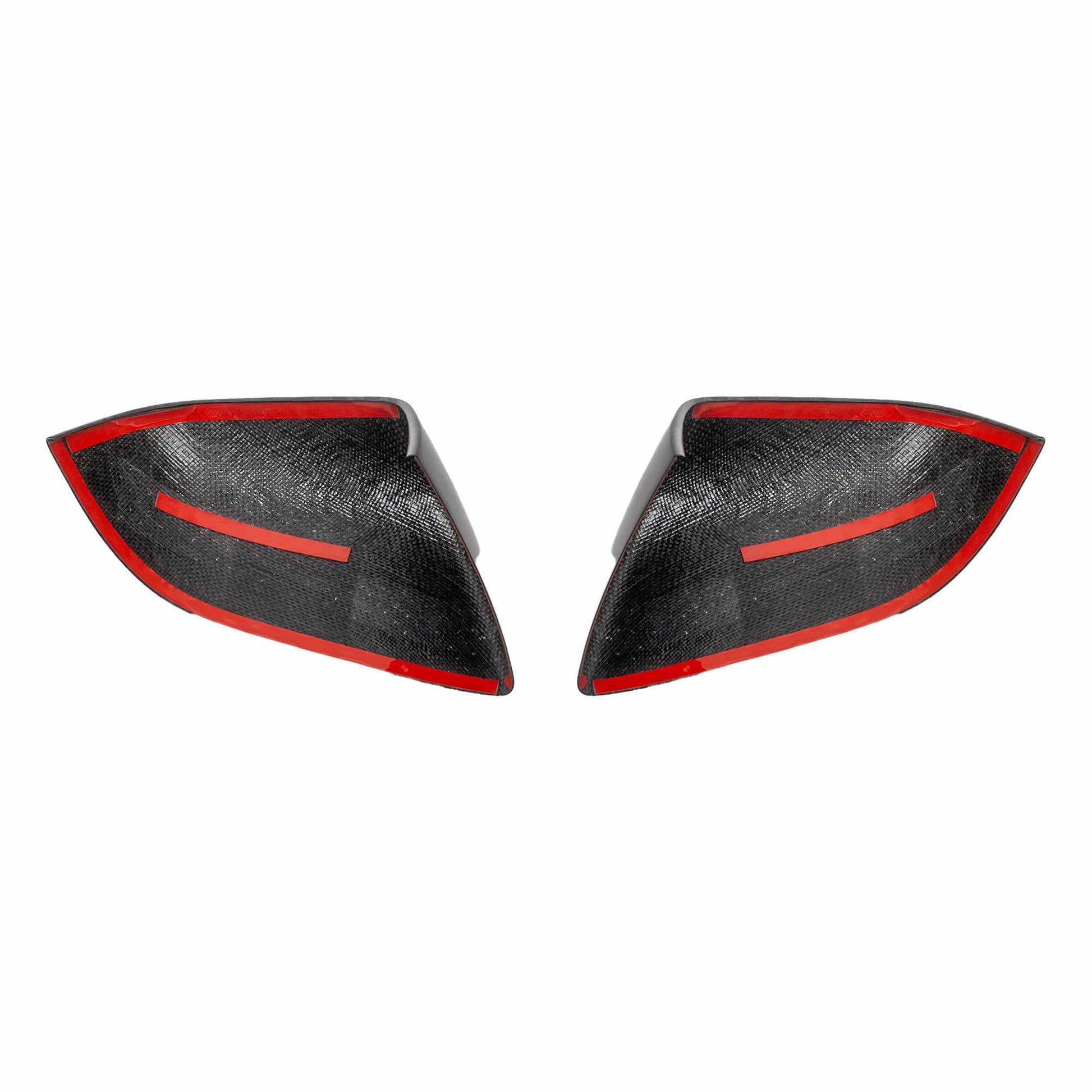 Model 3 Mirror Caps - Gloss Diagonal Weave Carbon Fiber