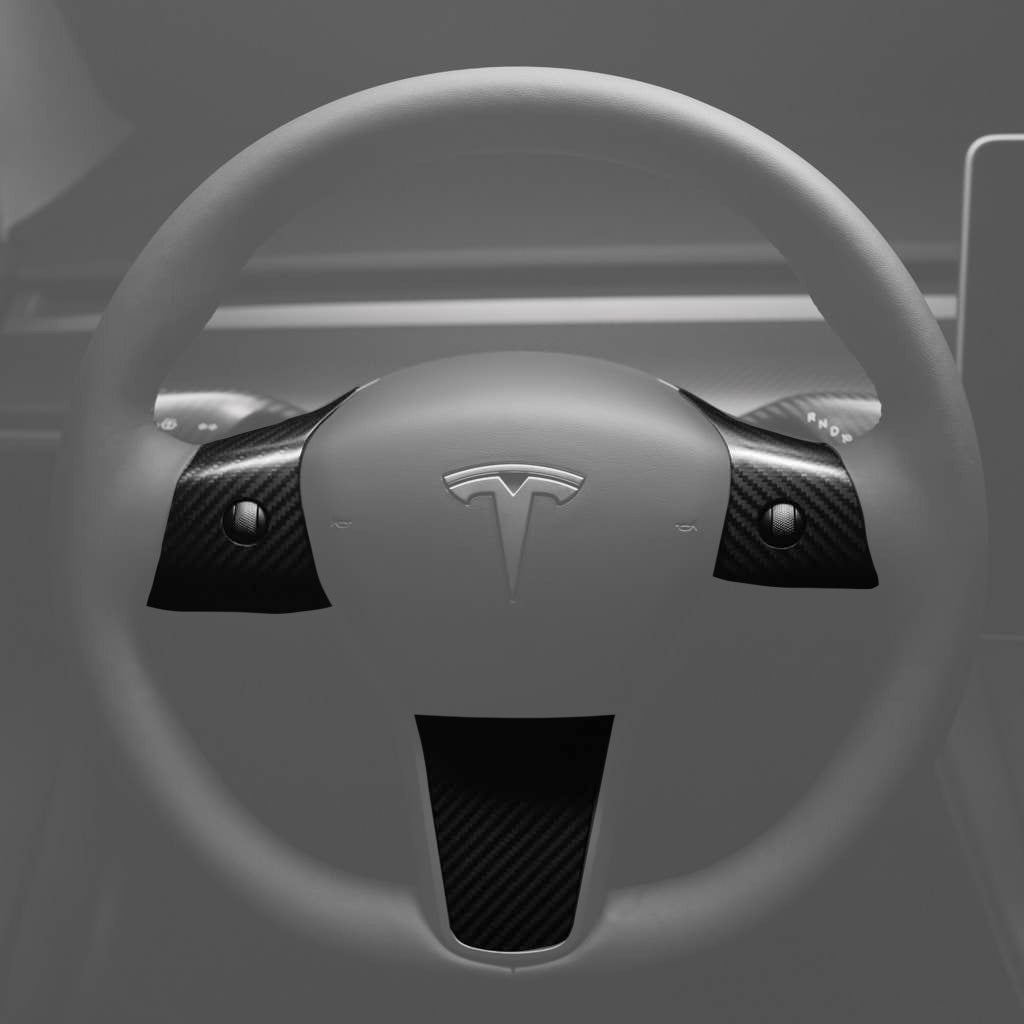 Model 3/Y Genuine Carbon Fiber Steering Wheel Accents