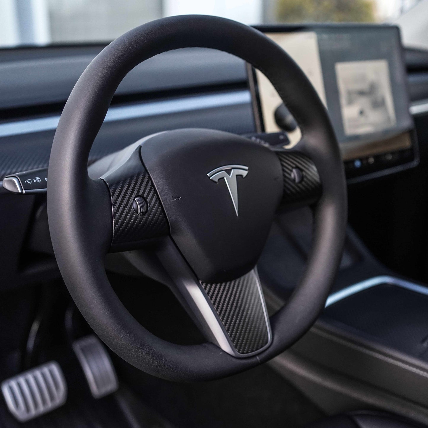 Model 3/Y Genuine Carbon Fiber Steering Wheel Accents