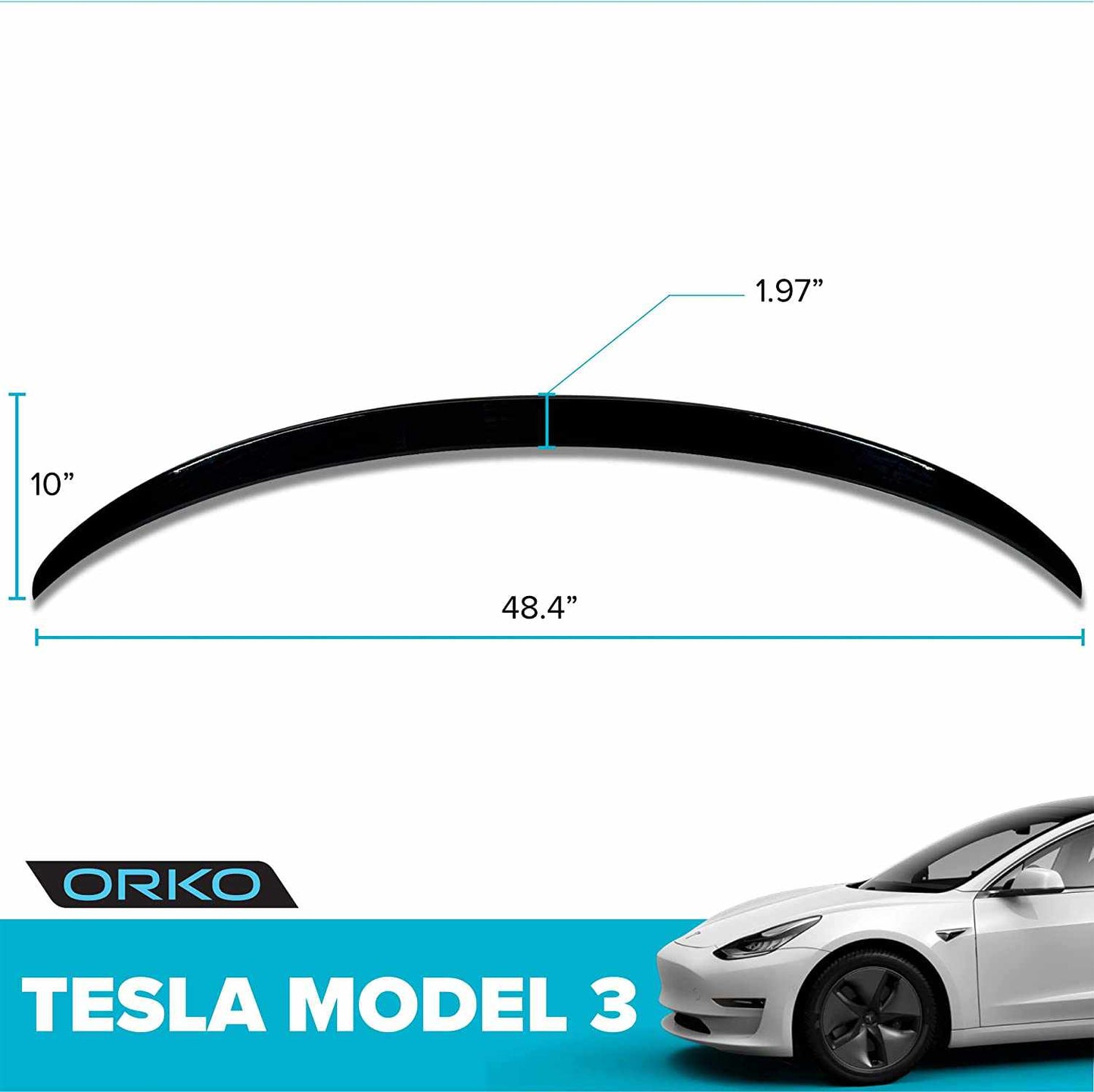 Tesla Model 3 ABS Rear Trunk Performance Spoiler - Gloss Black