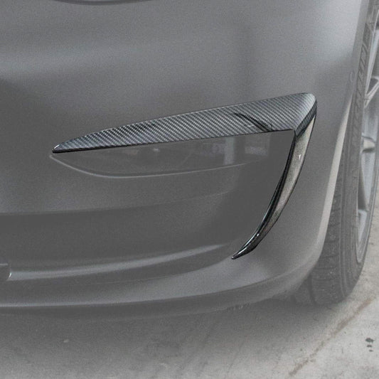Model 3 Genuine Carbon Fiber Fog Light Accents/Eyebrow (Pair)