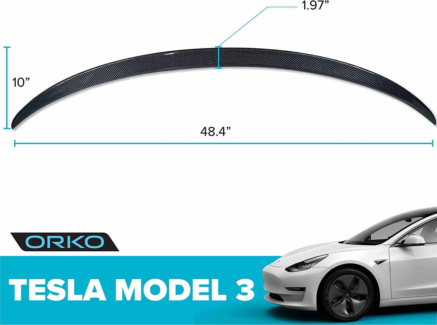 Tesla Model 3 Rear Trunk Performance Spoiler - Gloss Carbon Fiber