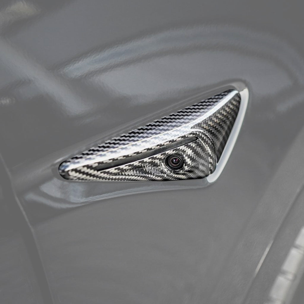 Model 3/Y/S/X Genuine Carbon Fiber Side Fender Repeater Camera Full Housing Covers