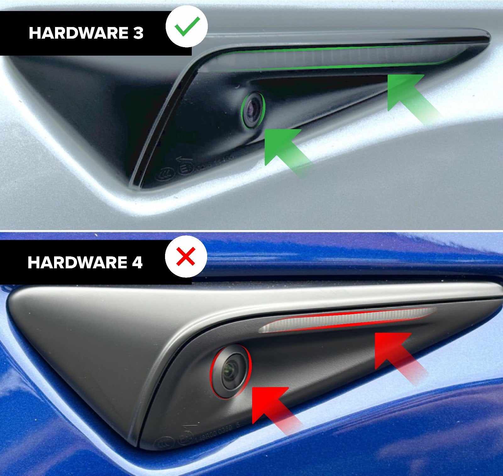 Tesla Model 3/Y Side Fender Repeater Camera: FULL Housing Covers - Gloss Carbon Fiber