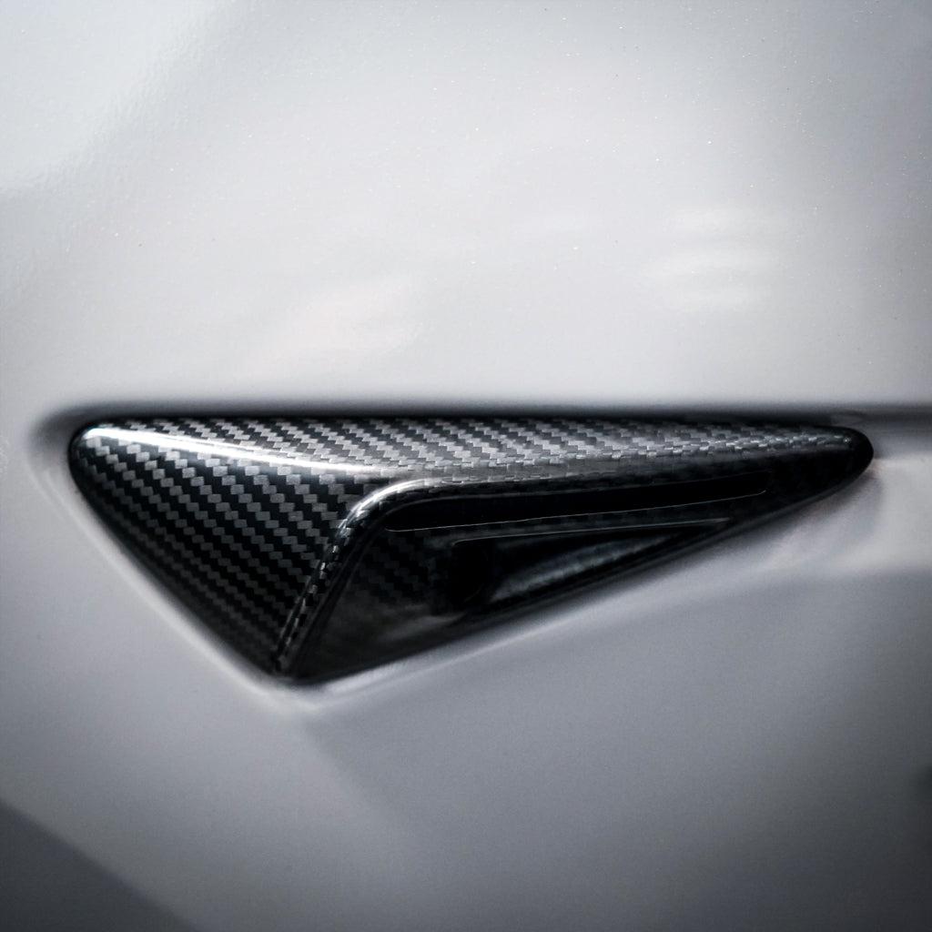 Model 3/Y/S/X Genuine Carbon Fiber Side Fender Repeater Camera Full Housing Covers