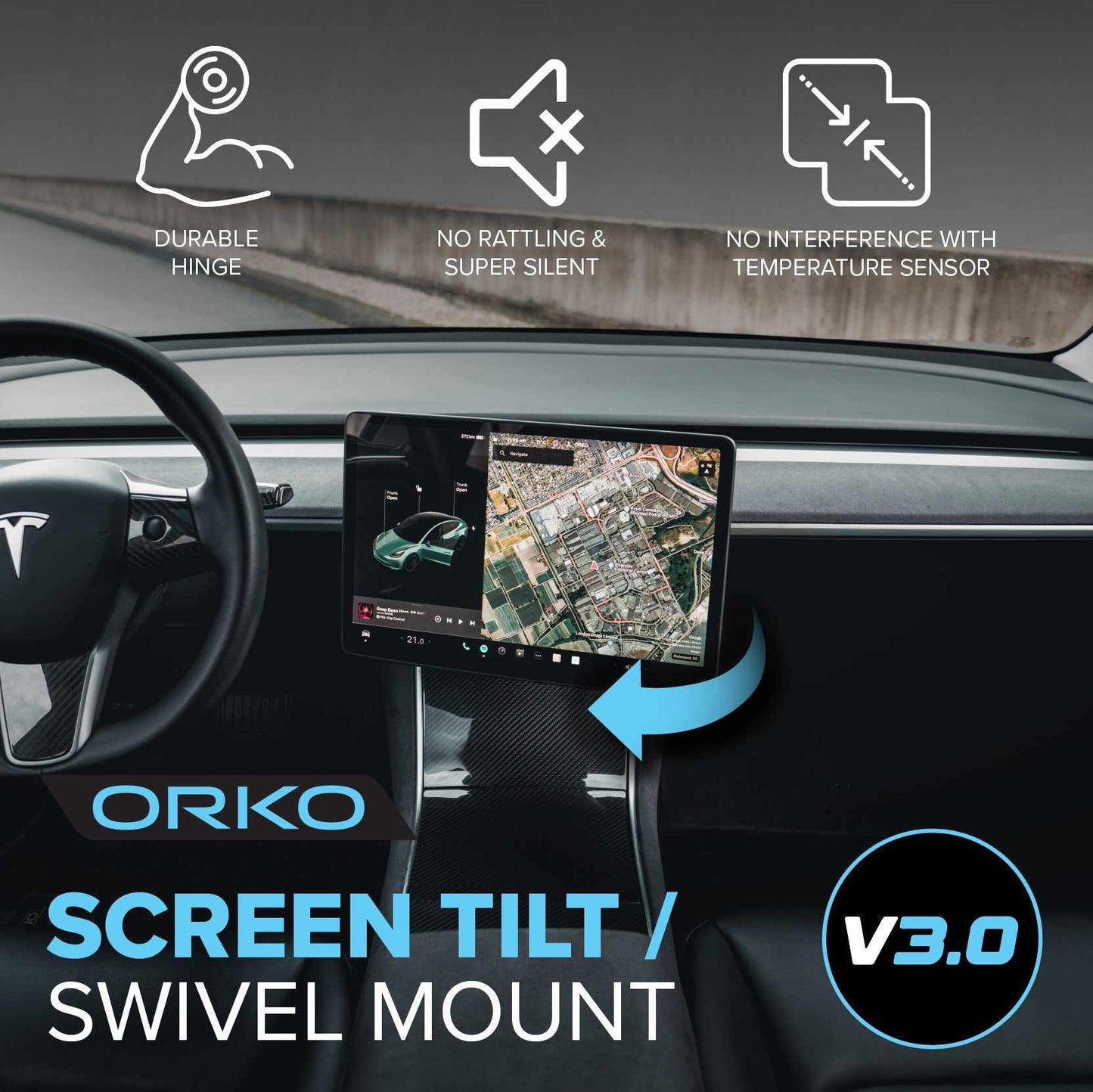 Tesla Model 3/Y V3.0 Dual Axis Screen Tilt/Swivel Mount