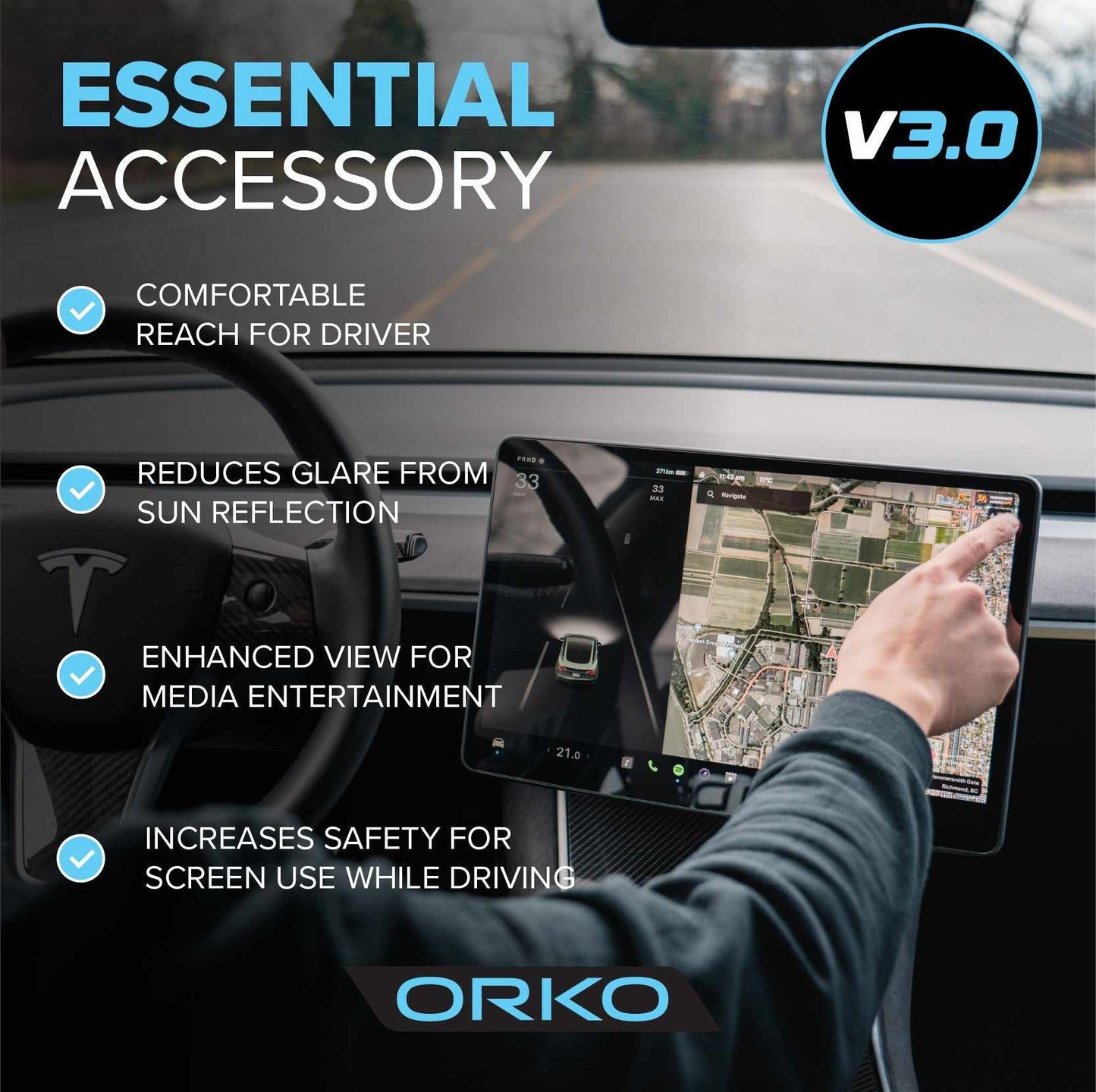 Tesla Model 3/Y V3.0 Dual Axis Screen Tilt/Swivel Mount