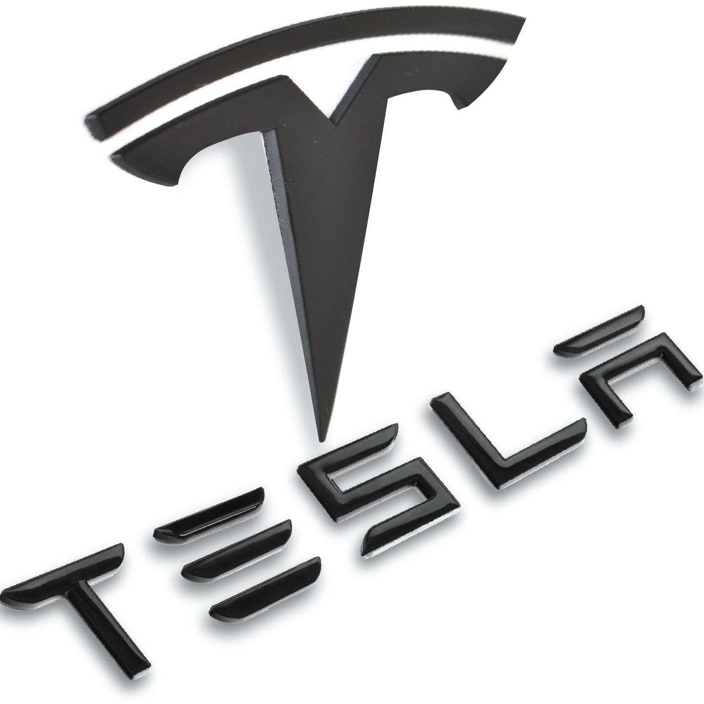 Front "T" Badge with Rear "TESLA" Lettering Badge Set