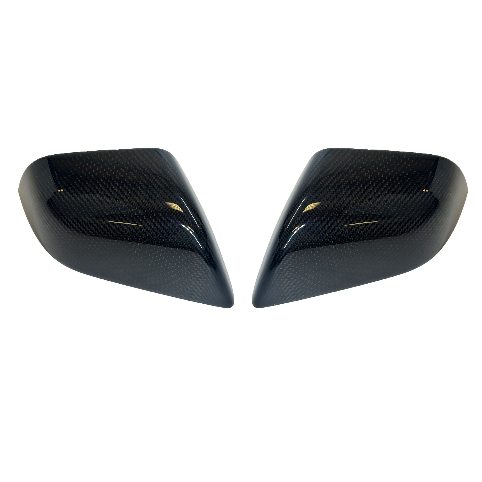 Model 3 Mirror Caps - Gloss Diagonal Weave Carbon Fiber