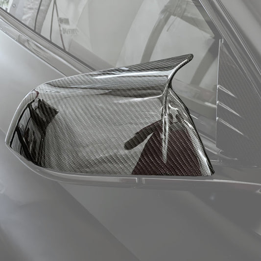 Model 3 Replacement Sport Mirror Caps - Gloss Diagonal Weave Carbon Fiber