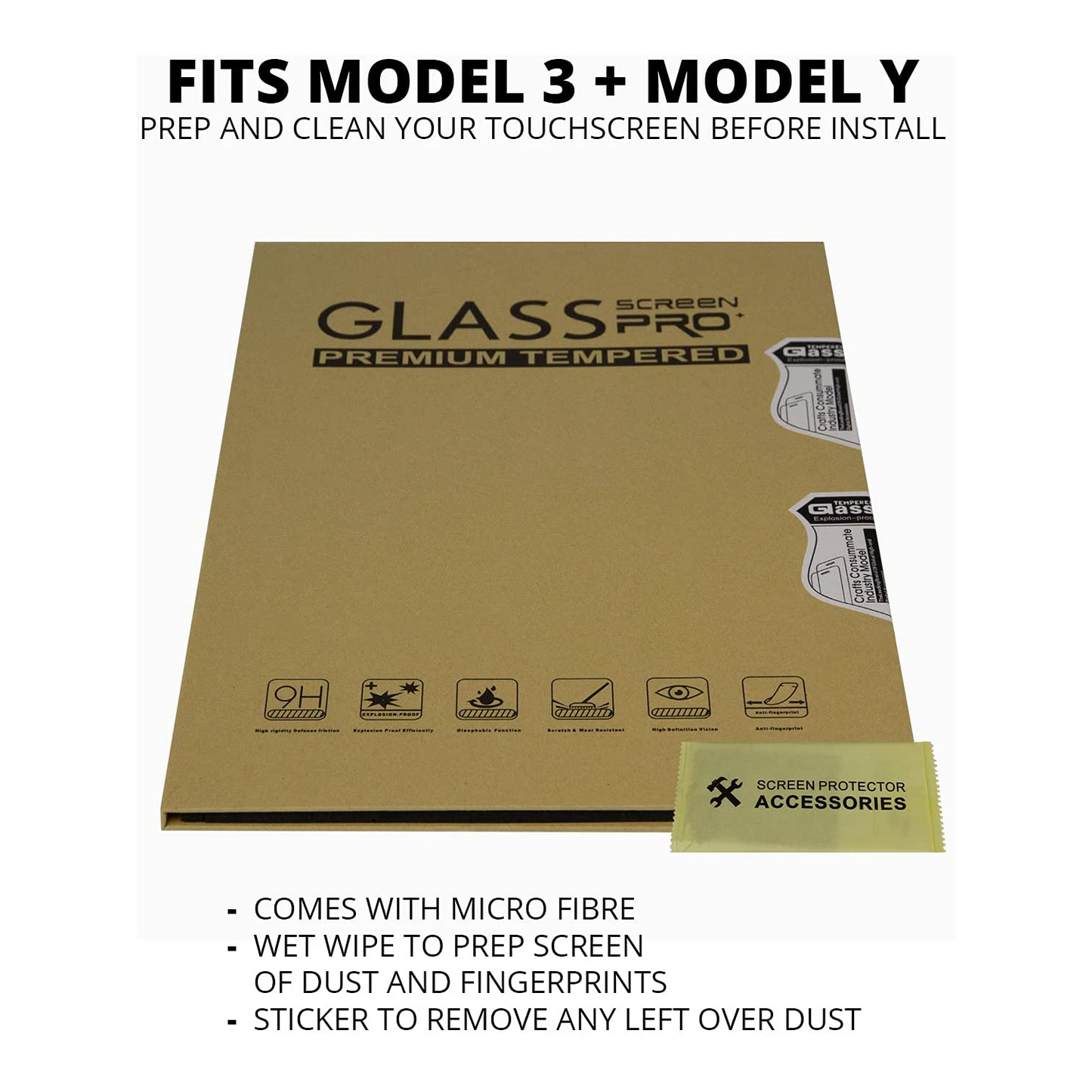 Model 3/Y - 9H Tempered Glass Screen Protector