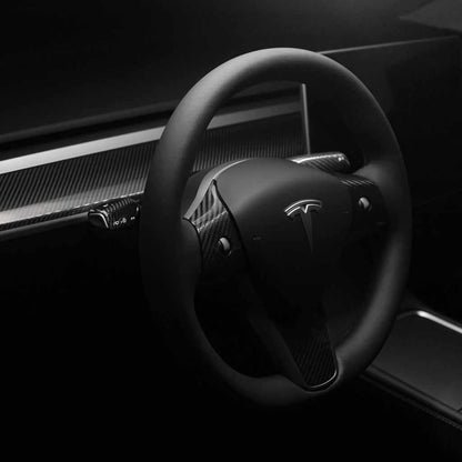 Model 3/Y Dash Cap - Gloss Diagonal Weave Carbon Fiber