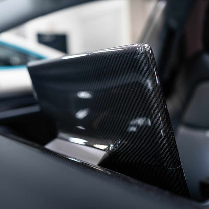 Model 3/Y Screen Backing Covers - Gloss Diagonal Weave Carbon Fiber