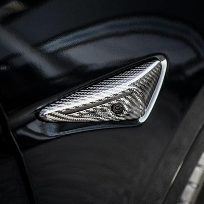 Model S,3,X,Y Genuine Carbon Fiber Side Fender Repeater Camera Full Housing Covers